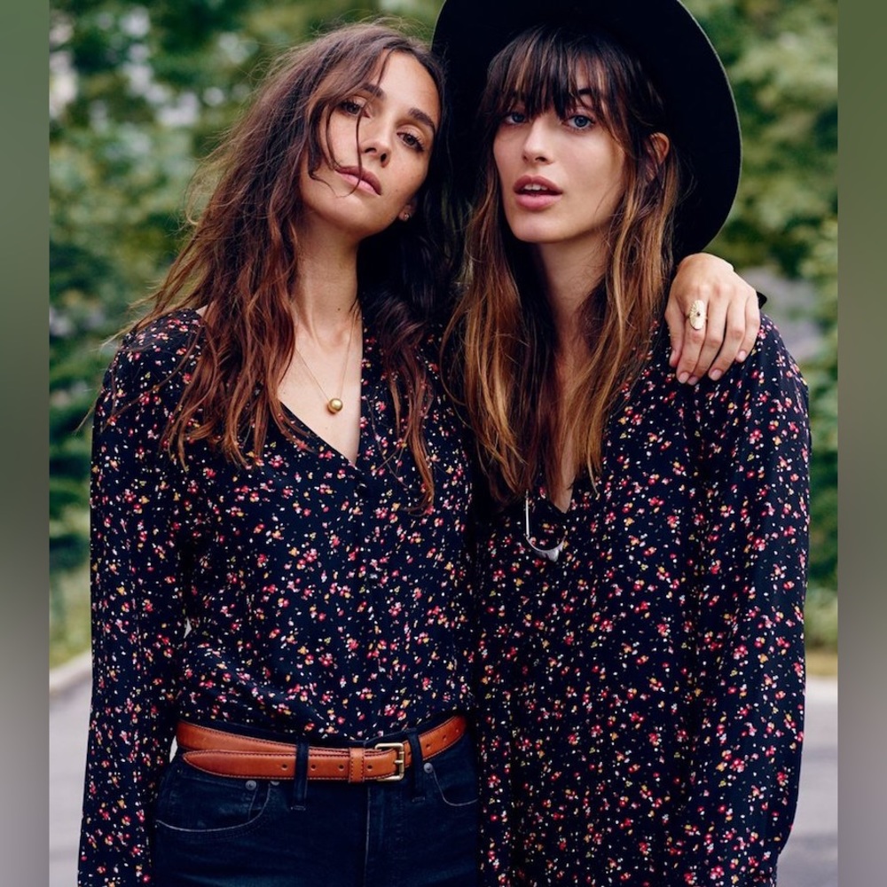 Madewell x Sézane Tomboy Silk Floral Top